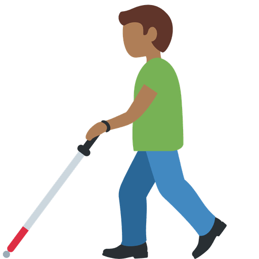 Man With White Cane Medium Dark Skin Tone