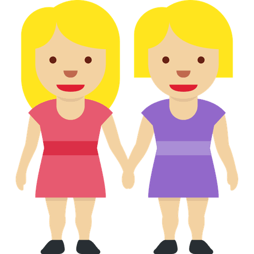 Women Holding Hands Medium Light Skin Tone