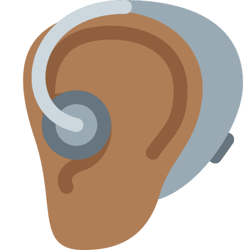 Ear With Hearing Aid Medium Dark Skin Tone